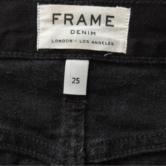 Frame Le Mini Denim A-line Noir Coated Black Skirt Size 25 - Picture 8 of 10